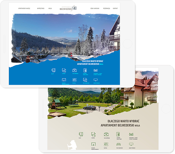 Wersja letnia i zimowa serwisu internetowego apartamentu