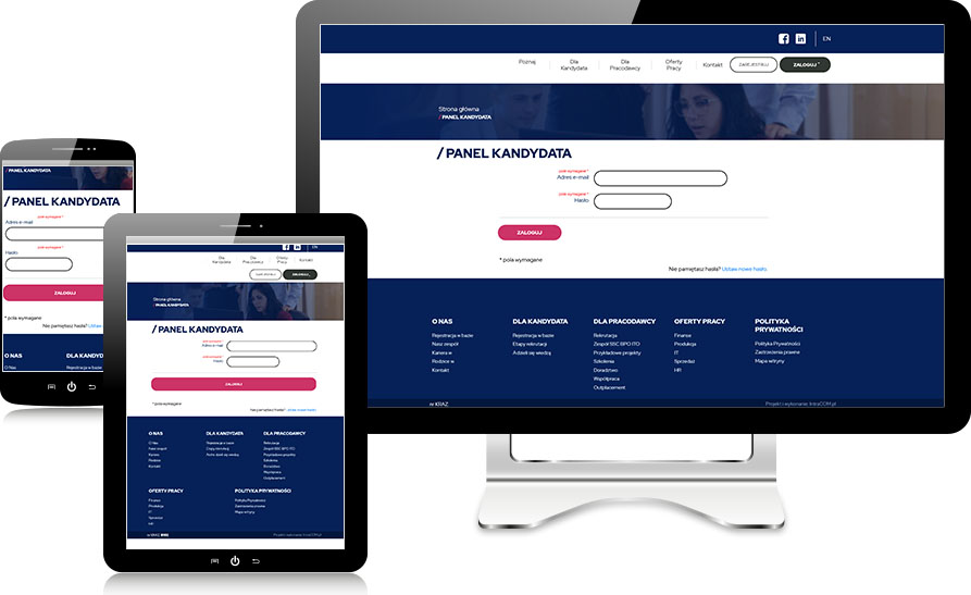 Strona internetowa do systemu InCRM
