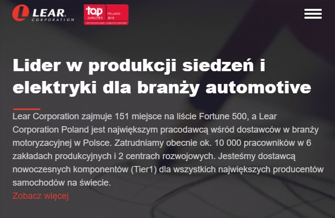 Top Employer Poland 2018 - Lear Corporation