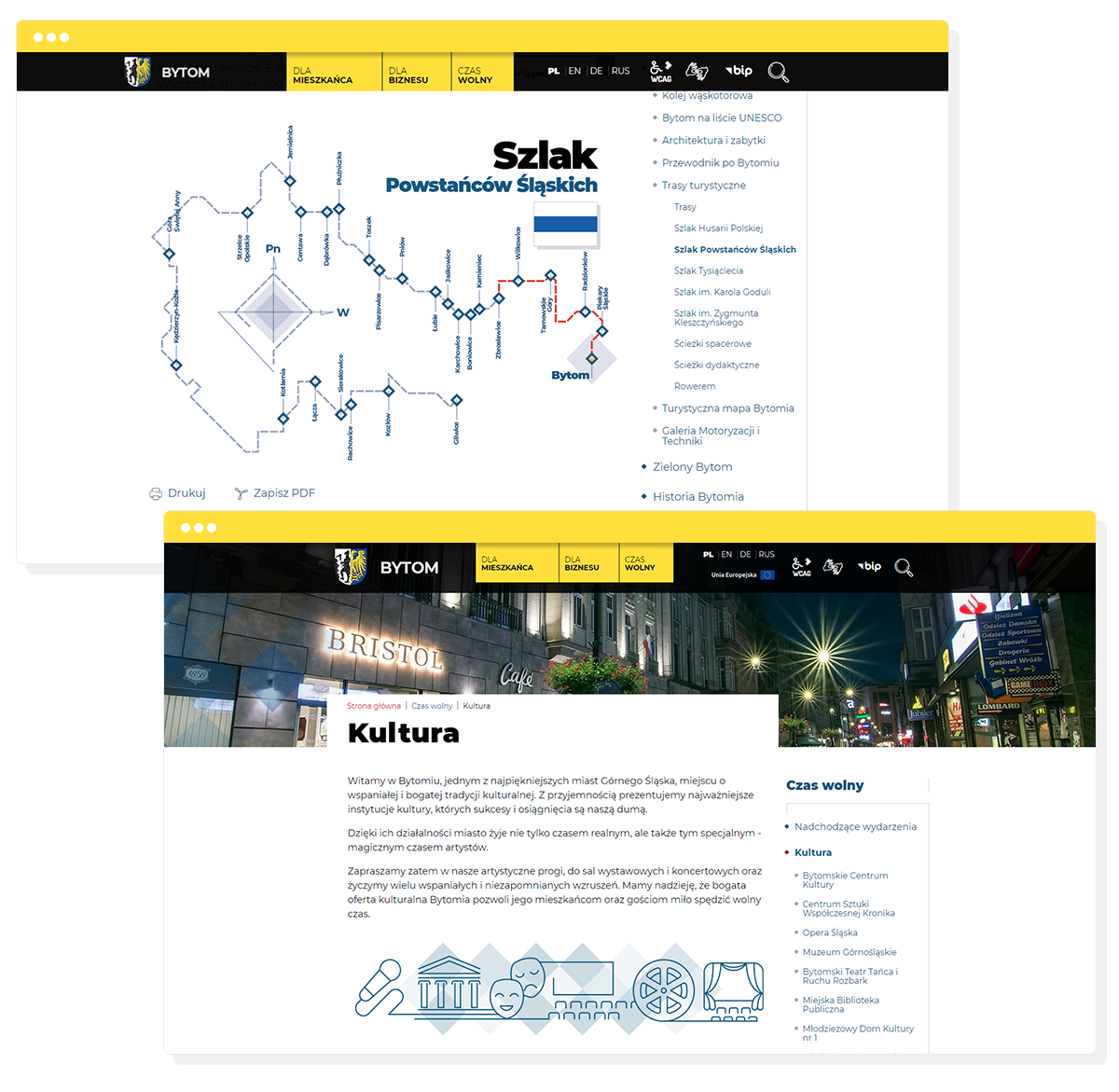 wzory podstron na nowej stronie www miasta Bytom