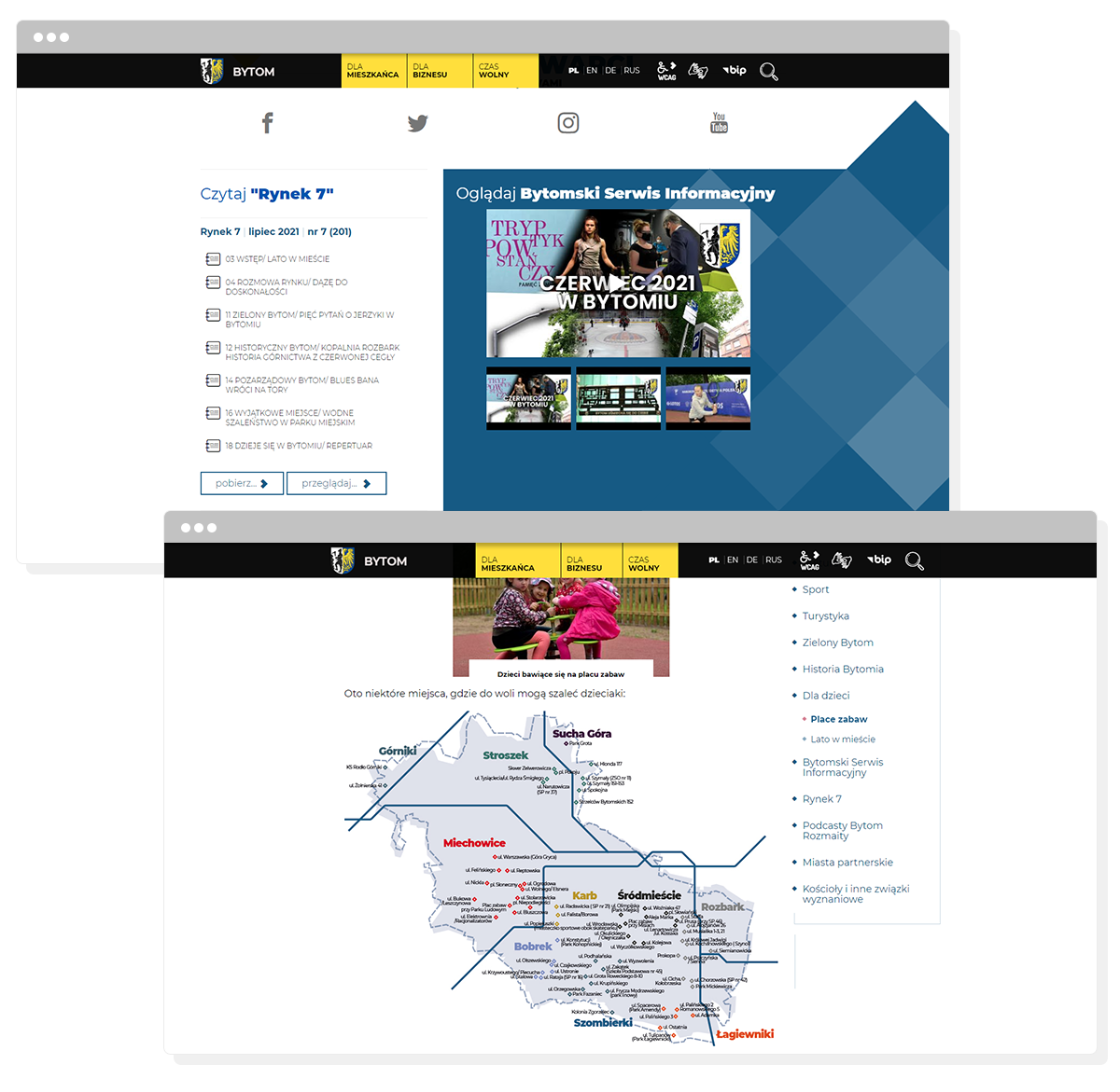 nowa strona www miasta Bytom - układ podstron