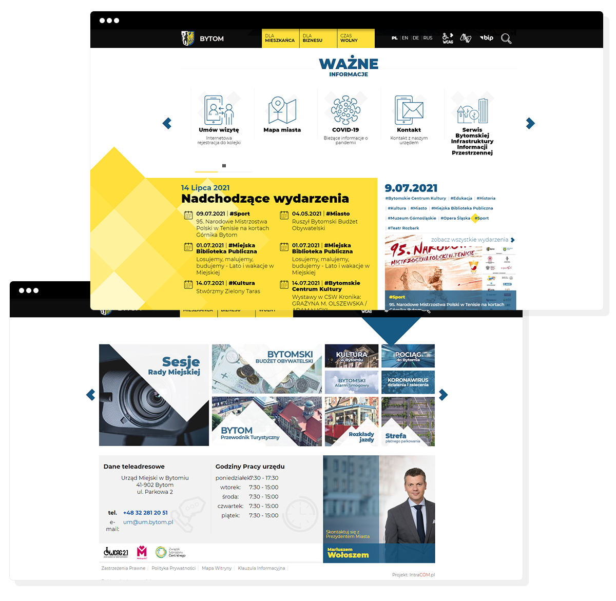 elementy strony glownej na nowej stronie internetowej miasta Bytom