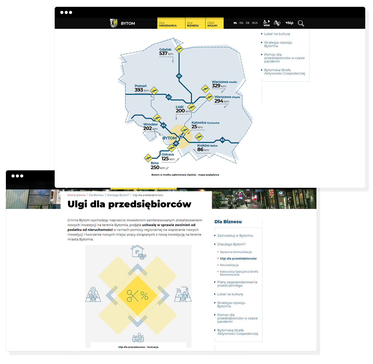 nowa strona www miasta Bytom - układ podstron