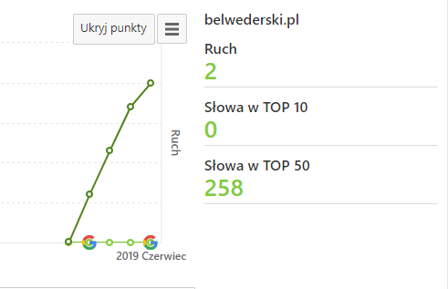 wyniki samego stworzenia strony bez kampanii