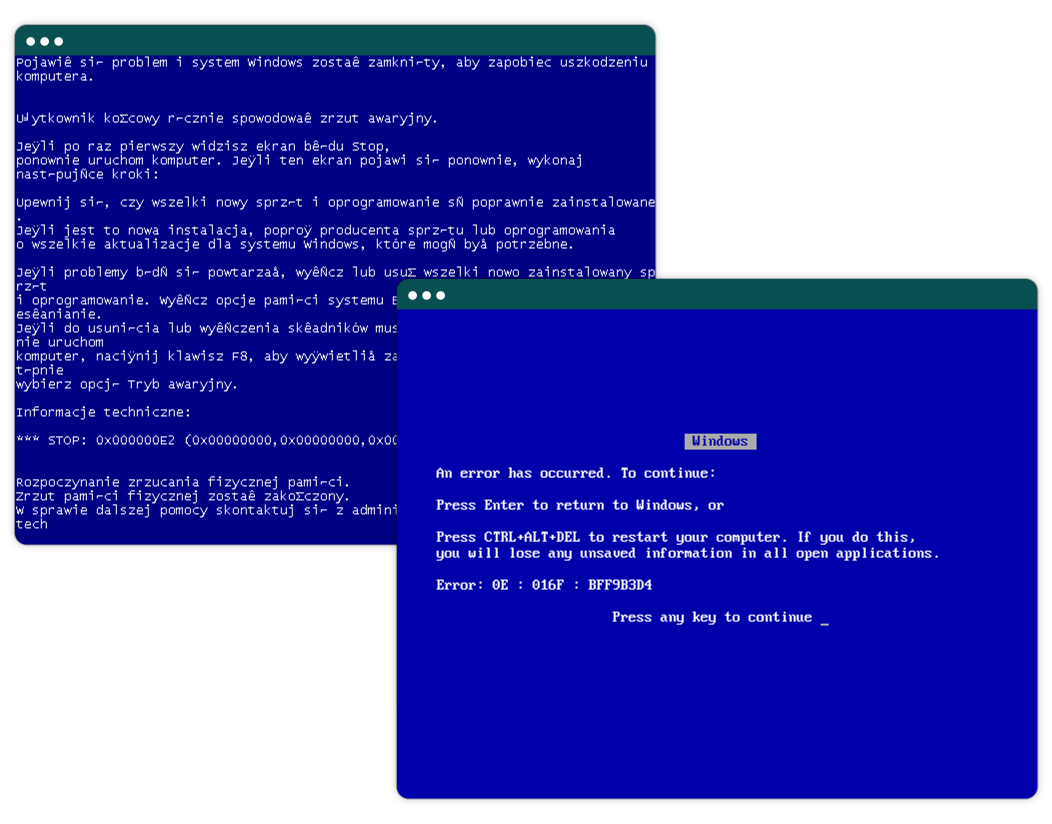 Blue Screen of Death na stronie internetowej MHKI